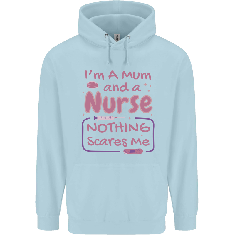 Mum and a Nurse Funny Mothers Day Gift Childrens Kids Hoodie Light Blue