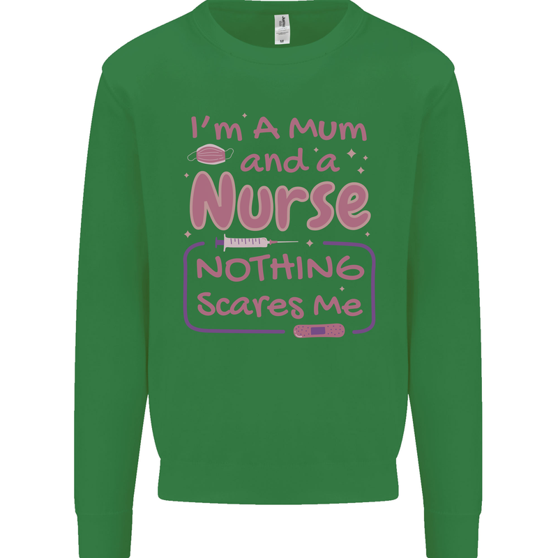 Mum and a Nurse Funny Mothers Day Gift Kids Sweatshirt Jumper Irish Green