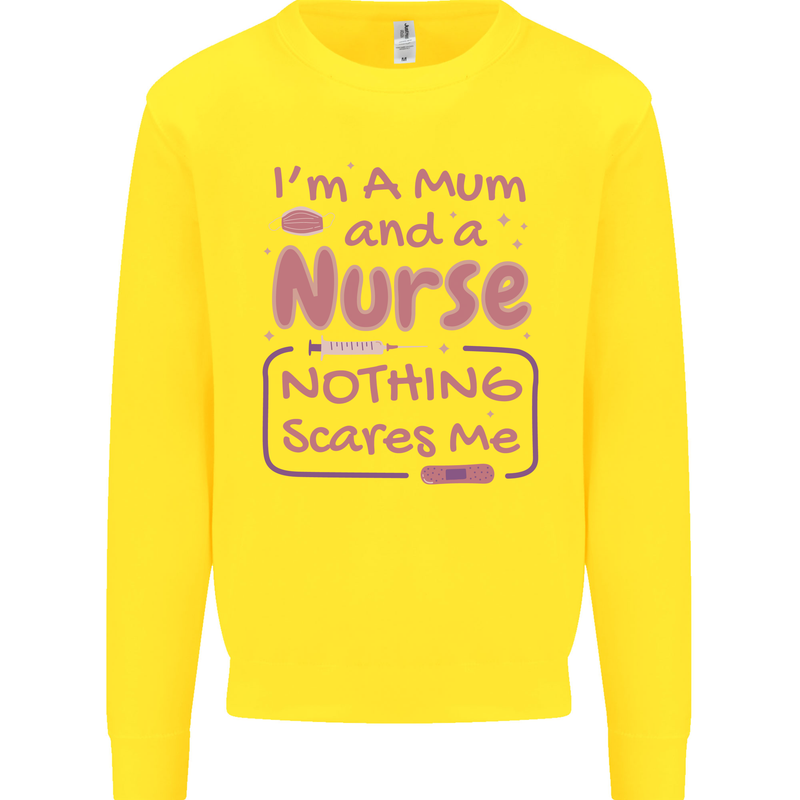 Mum and a Nurse Funny Mothers Day Gift Kids Sweatshirt Jumper Yellow