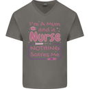 Mum and a Nurse Funny Mothers Day Gift Mens V-Neck Cotton T-Shirt Charcoal