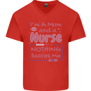 Mum and a Nurse Funny Mothers Day Gift Mens V-Neck Cotton T-Shirt Red