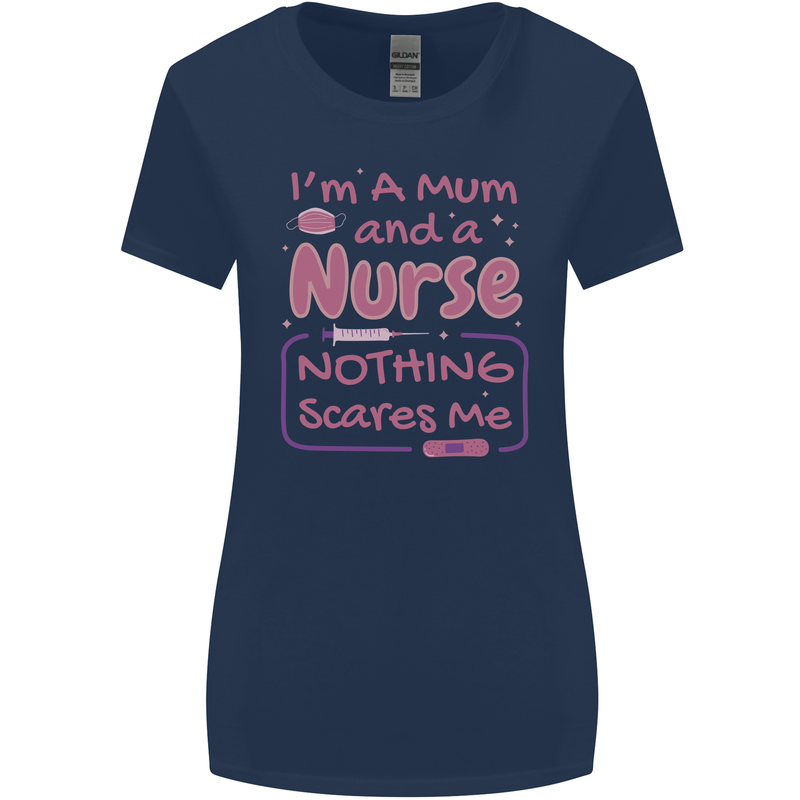 Mum and a Nurse Funny Mothers Day Gift Womens Wider Cut T-Shirt Navy Blue