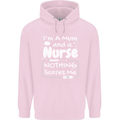Mum and a Nurse Nothing Scares Me Mothers Day Childrens Kids Hoodie Light Pink