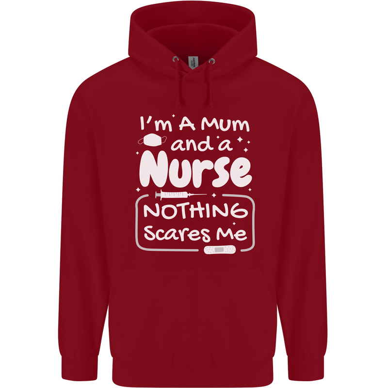 Mum and a Nurse Nothing Scares Me Mothers Day Childrens Kids Hoodie Red