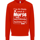 Mum and a Nurse Nothing Scares Me Mothers Day Kids Sweatshirt Jumper Bright Red