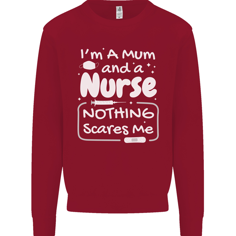 Mum and a Nurse Nothing Scares Me Mothers Day Kids Sweatshirt Jumper Red