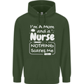 Mum and a Nurse Nothing Scares Me Mothers Day Mens 80% Cotton Hoodie Forest Green
