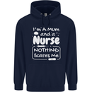 Mum and a Nurse Nothing Scares Me Mothers Day Mens 80% Cotton Hoodie Navy Blue