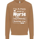 Mum and a Nurse Nothing Scares Me Mothers Day Mens Sweatshirt Jumper Caramel Latte