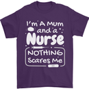 Mum and a Nurse Nothing Scares Me Mothers Day Mens T-Shirt 100% Cotton Purple