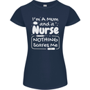 Mum and a Nurse Nothing Scares Me Mothers Day Womens Petite Cut T-Shirt Navy Blue