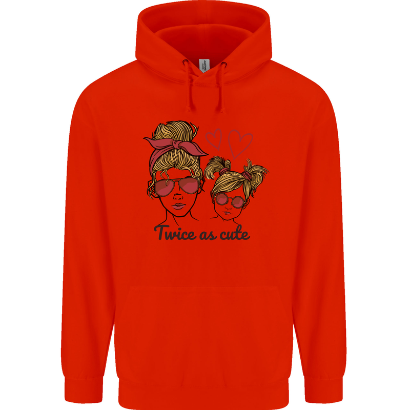 Mummy & Daughter Twice as Cute Mommy Mens 80% Cotton Hoodie Bright Red