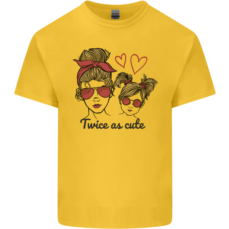 Mummy & Daughter Twice as Cute Mommy Mens Cotton T-Shirt Tee Top Yellow