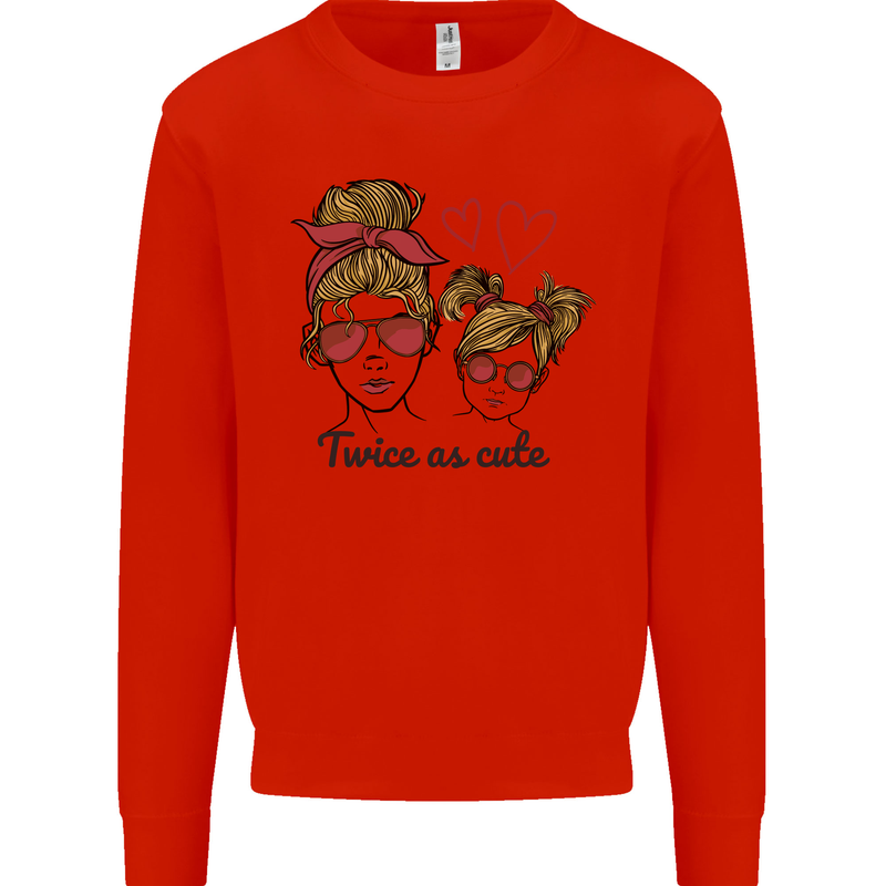 Mummy & Daughter Twice as Cute Mommy Mens Sweatshirt Jumper Bright Red