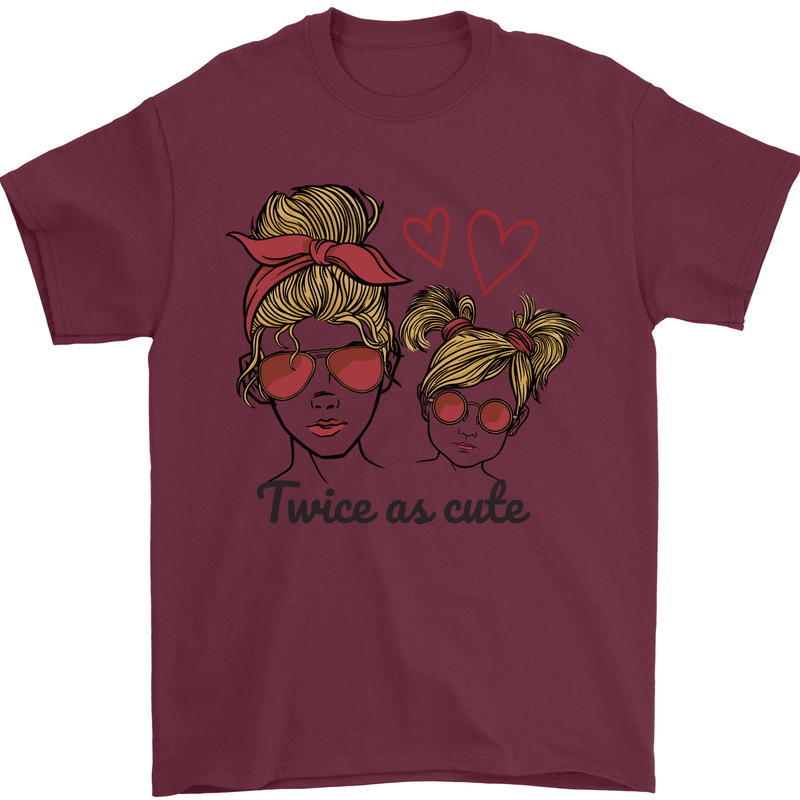 Mummy & Daughter Twice as Cute Mommy Mens T-Shirt 100% Cotton Maroon