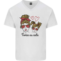 Mummy & Daughter Twice as Cute Mommy Mens V-Neck Cotton T-Shirt White