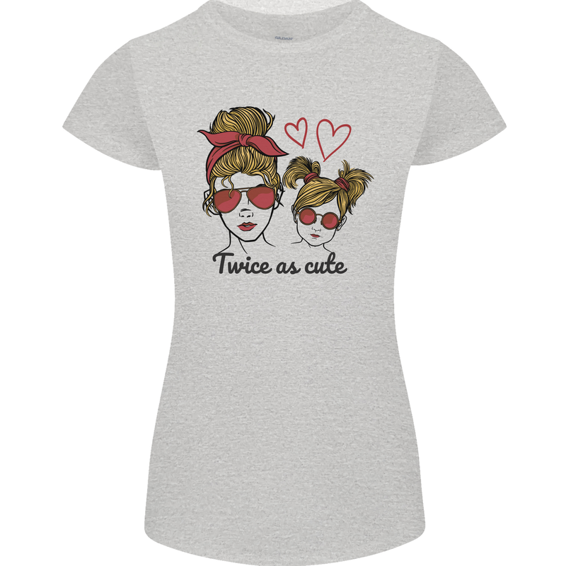 Mummy & Daughter Twice as Cute Mommy Womens Petite Cut T-Shirt Sports Grey