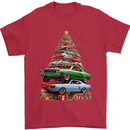 Muscle Car Christmas Tree Xmas Classic Mens T-Shirt 100% Cotton Red