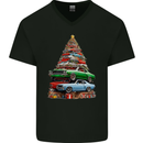 Muscle Car Christmas Tree Xmas Classic Mens V-Neck Cotton T-Shirt Black