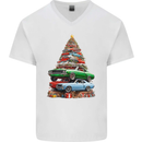 Muscle Car Christmas Tree Xmas Classic Mens V-Neck Cotton T-Shirt White