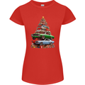 Muscle Car Christmas Tree Xmas Classic Womens Petite Cut T-Shirt Red