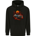 Muscle Car City Backdrop With City Landscape Mens 80% Cotton Hoodie Black