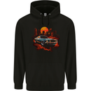 Muscle Car City Backdrop With City Landscape Mens 80% Cotton Hoodie Black