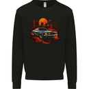 Muscle Car City Backdrop With City Landscape Mens Sweatshirt Jumper Black