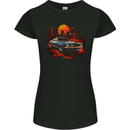 Muscle Car City Backdrop With City Landscape Womens Petite Cut T-Shirt Black