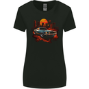 Muscle Car City Backdrop With City Landscape Womens Wider Cut T-Shirt Black