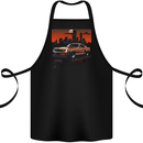 Muscle Car City Backdrop With Sunset Cotton Apron 100% Organic Black