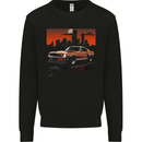 Muscle Car City Backdrop With Sunset Mens Sweatshirt Jumper Black