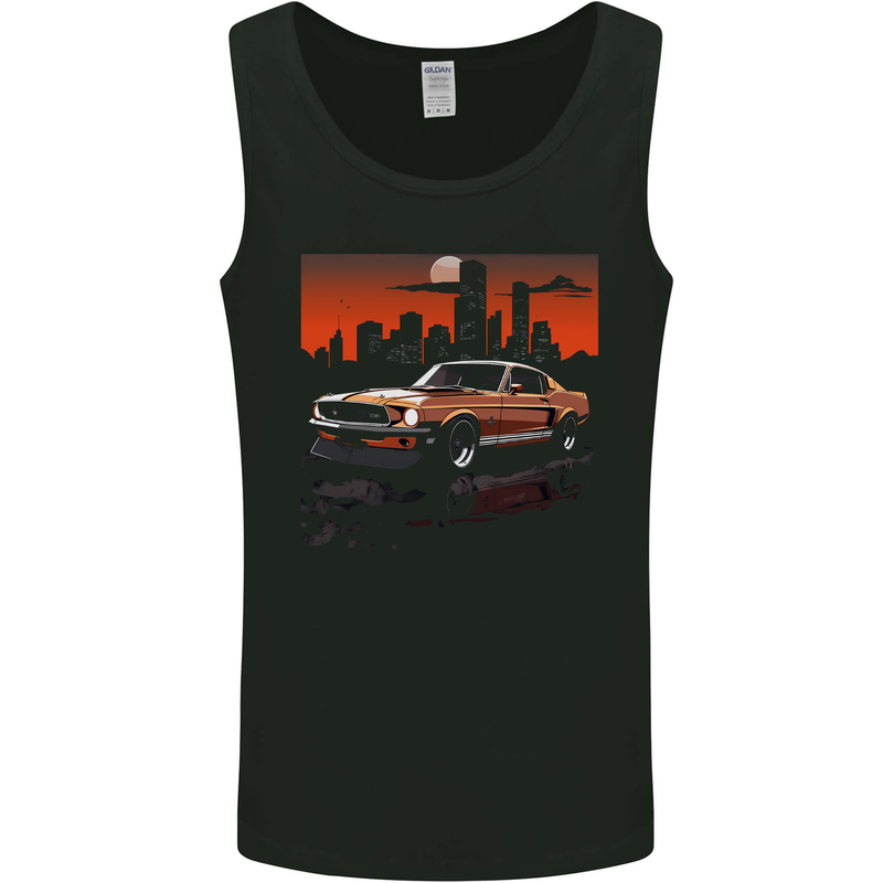 Muscle Car City Backdrop With Sunset Mens Vest Tank Top Black