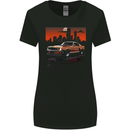 Muscle Car City Backdrop With Sunset Womens Wider Cut T-Shirt Black