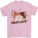Mush Love Funny Mushroom Mycology Mens T-Shirt 100% Cotton Light Pink