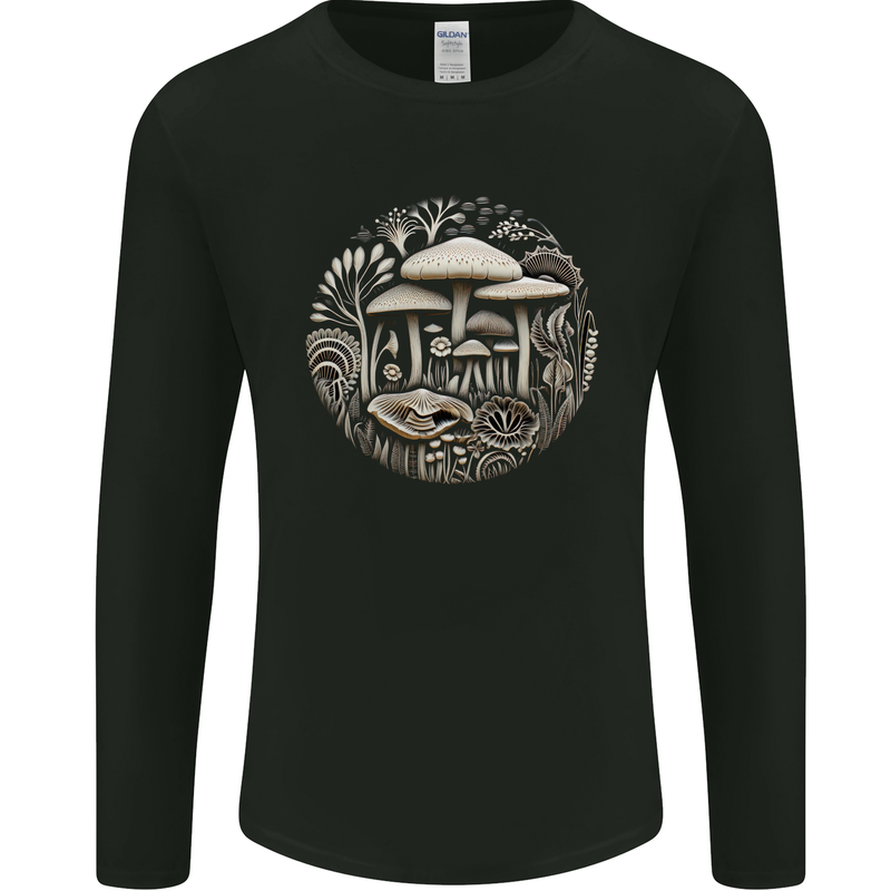 Mushroom Circle Foraging Fungi Forage Mens Long Sleeve T-Shirt Black