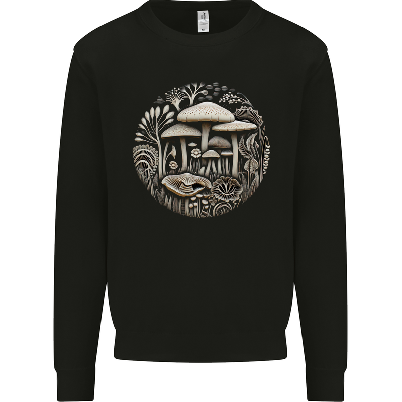 Mushroom Circle Foraging Fungi Forage Mens Sweatshirt Jumper Black