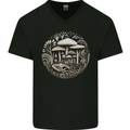 Mushroom Circle Foraging Fungi Forage Mens V-Neck Cotton T-Shirt Black