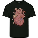 Mushroom Heart Foraging Mycology Mens Cotton T-Shirt Tee Top Black