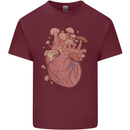 Mushroom Heart Foraging Mycology Mens Cotton T-Shirt Tee Top Maroon