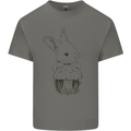 Mushroom and a Cute Rabbit Foraging Mycology Mens Cotton T-Shirt Tee Top Charcoal
