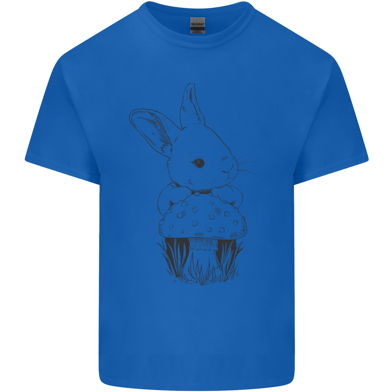 Mushroom and a Cute Rabbit Foraging Mycology Mens Cotton T-Shirt Tee Top Royal Blue