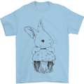 Mushroom and a Cute Rabbit Foraging Mycology Mens T-Shirt 100% Cotton Light Blue