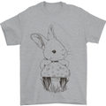 Mushroom and a Cute Rabbit Foraging Mycology Mens T-Shirt 100% Cotton Sports Grey