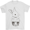 Mushroom and a Cute Rabbit Foraging Mycology Mens T-Shirt 100% Cotton White