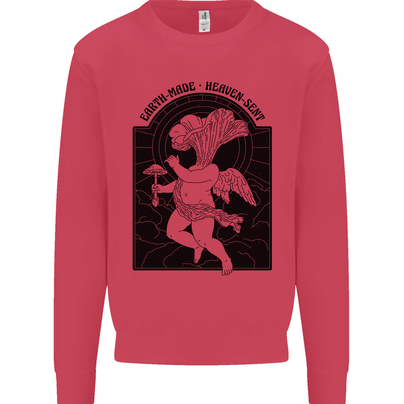 Mushrooms Earth Made Heaven Sent Fungi Kids Sweatshirt Jumper Heliconia