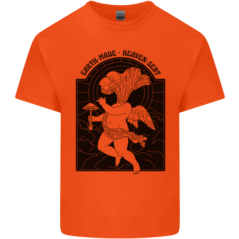 Mushrooms Earth Made Heaven Sent Fungi Kids T-Shirt Childrens Orange