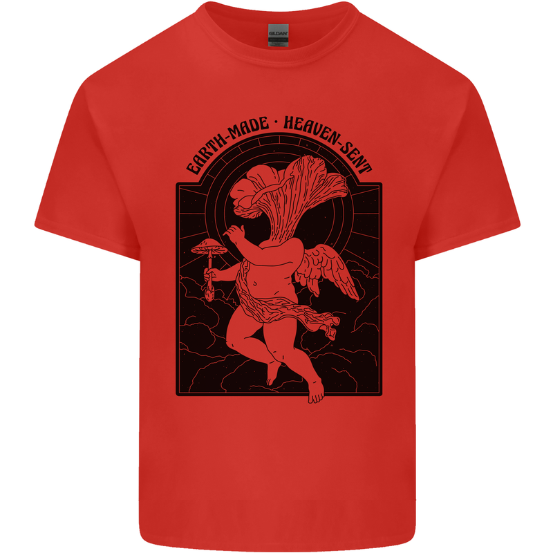 Mushrooms Earth Made Heaven Sent Fungi Kids T-Shirt Childrens Red