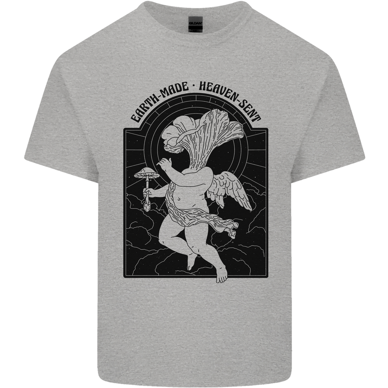 Mushrooms Earth Made Heaven Sent Fungi Kids T-Shirt Childrens Sports Grey