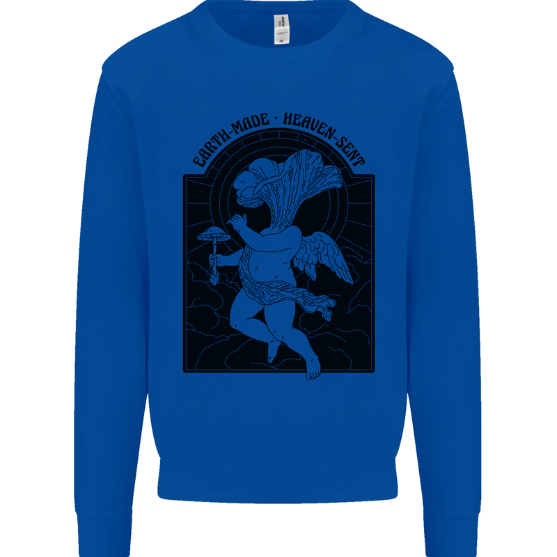 Mushrooms Earth Made Heaven Sent Fungi Mens Sweatshirt Jumper Royal Blue